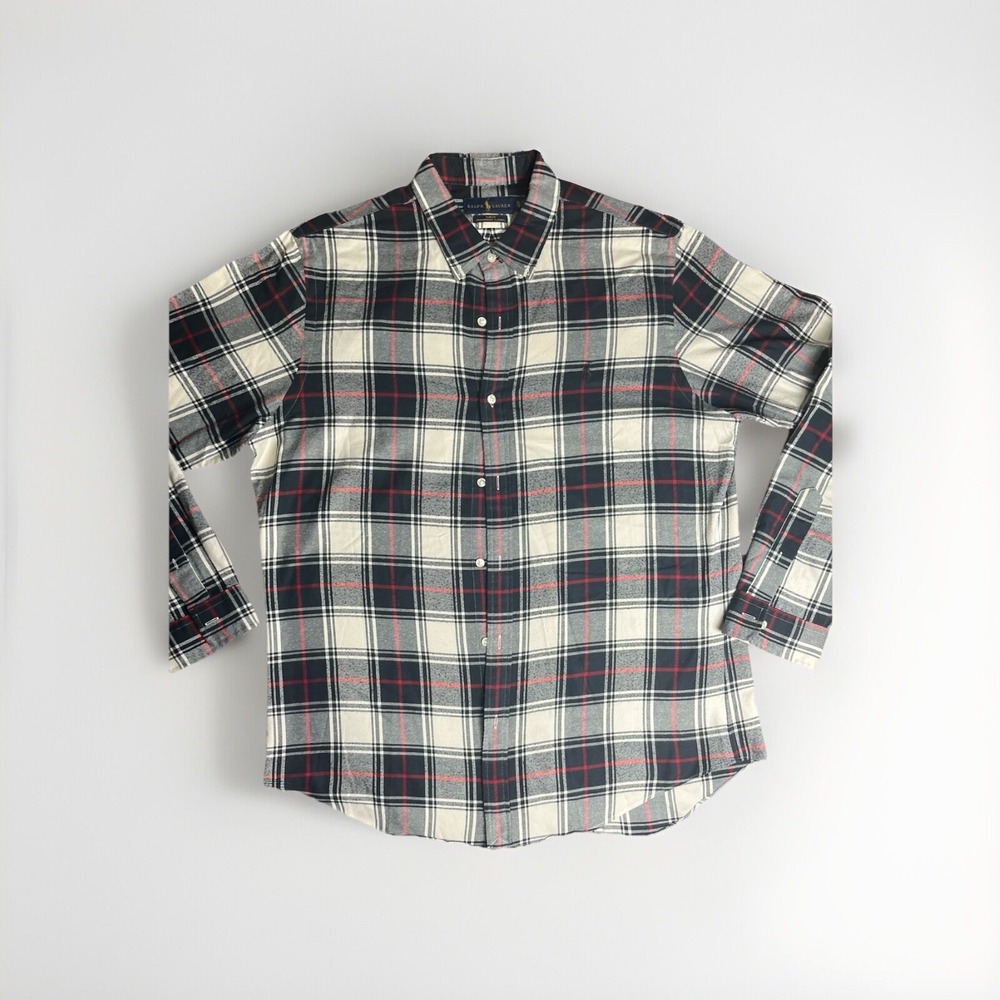 Ralph Lauren classic Long Sleeve Plaid Button Down  Red White Green Mens XL